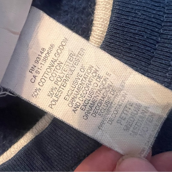 Vintage Christmas Sweatshirt Holiday Snowman size M Petite Blue Made in USA - Picture 5 of 5